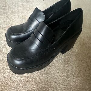 JustFab Black Chunky Platform Loafers